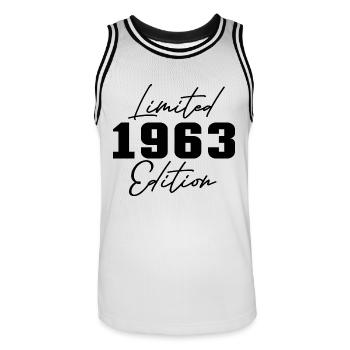 60e anniversaire Hommes Femmes Anniversaire 60 ans - Maillot de basket Homme - blanc/noir - Devant - AI Model Male 185 dark (185cm)