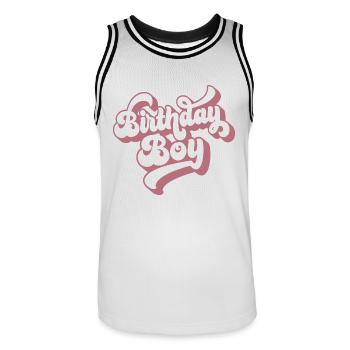 Birthday Boy - Cadeau de fête d’anniversaire pour les enfants garçons - Maillot de basket Homme - blanc/noir - Devant - AI Model Male 185 dark (185cm)