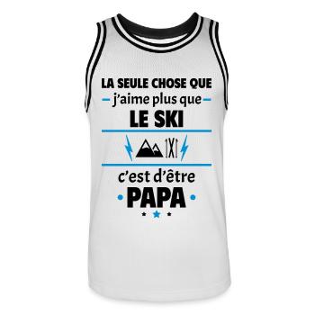 Plus que le ski c'est d'être papa, noël - Maillot de basket Homme - blanc/noir - Devant - AI Model Male 185 dark (185cm)
