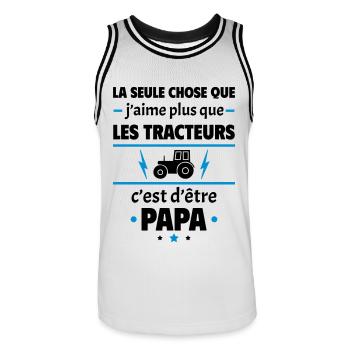 Plus que les tracteurs c'est d être papa, noël - Maillot de basket Homme - blanc/noir - Devant - AI Model Male 185 dark (185cm)