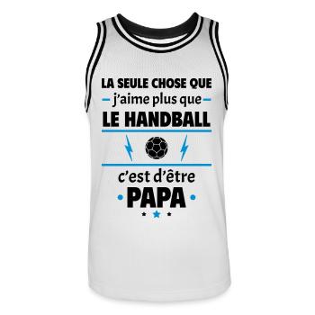 Plus que le handball c'est d'être papa, noël - Maillot de basket Homme - blanc/noir - Devant - AI Model Male 185 dark (185cm)