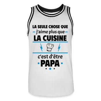 Plus que la cuisine c'est d'être papa, noël - Maillot de basket Homme - blanc/noir - Devant - AI Model Male 185 dark (185cm)