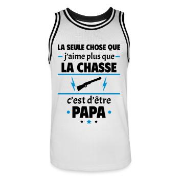 Plus que la chasse c'est d'être papa, noël - Maillot de basket Homme - blanc/noir - Devant - AI Model Male 185 dark (185cm)