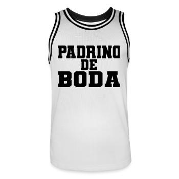 Padrino de Boda, Best Man Wedding Party Groomsmen - Men's Basketball Jersey - white/black - Front - AI Model Male 185 dark (185cm)