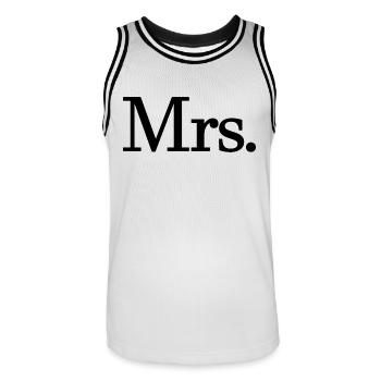 Mrs. Matching Couple Engagement Wedding Honeymoon - Men's Basketball Jersey - white/black - Front - AI Model Male 185 dark (185cm)