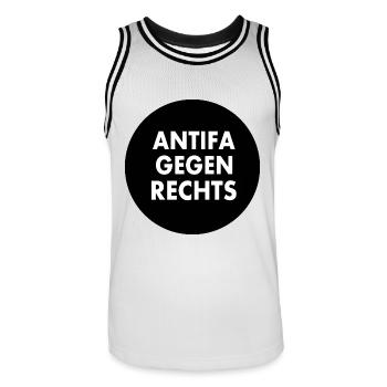 Antifa gegen rechts - Männer Basketball-Trikot - Weiß/Schwarz - Vorne - AI Model Male 185 dark (185cm)