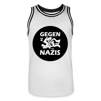Gegen nazis - Männer Basketball-Trikot - Weiß/Schwarz - Vorne - AI Model Male 185 dark (185cm)