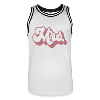 Mrs. Matching Couple Engagement Wedding Honeymoon - Men's Basketball Jersey - white/black - Front - AI Model Male 185 dark (185cm)