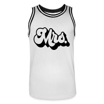 Mrs. Matching Couple Engagement Wedding Honeymoon - Men's Basketball Jersey - white/black - Front - AI Model Male 185 dark (185cm)