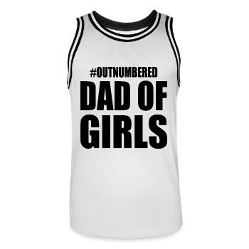 Dad of girls - Men's Basketball Jersey - white/black - Front - AI Model Male 185 dark (185cm)
