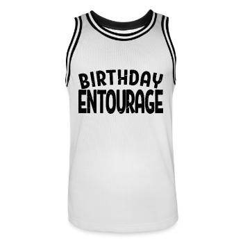 Birthday Entourage Matching Group Birthday Party - Men's Basketball Jersey - white/black - Front - AI Model Male 185 dark (185cm)