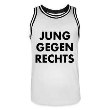 Jung gegen rechts - Männer Basketball-Trikot - Weiß/Schwarz - Vorne - AI Model Male 185 dark (185cm)