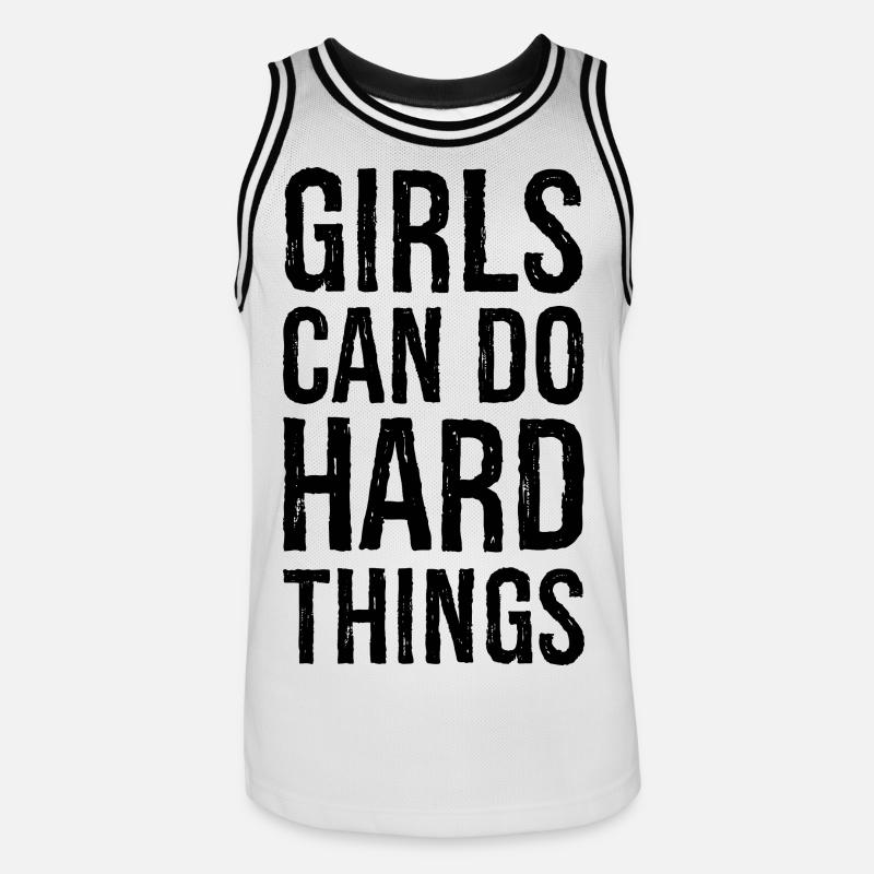 Mädchen können harte Dinge tun - Männer Basketball-Trikot - Weiß/Schwarz