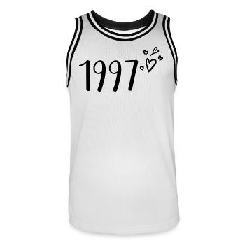 1997 - Männer Basketball-Trikot - Weiß/Schwarz - Vorne - AI Model Male 185 dark (185cm)