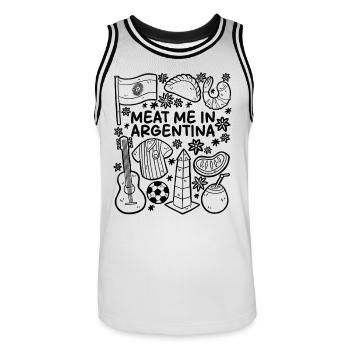 Meat Me in Argentina – Argentinisches Fleisch - Männer Basketball-Trikot - Weiß/Schwarz - Vorne - AI Model Male 185 dark (185cm)