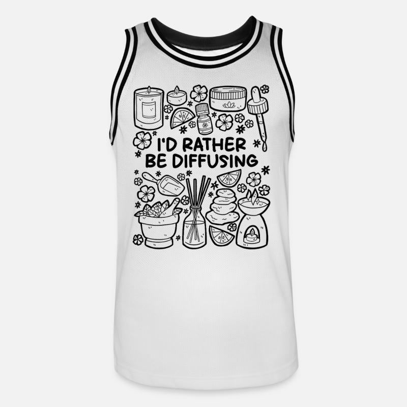 I’d Rather Be Diffusing – Aromatherapie - Männer Basketball-Trikot - Weiß/Schwarz