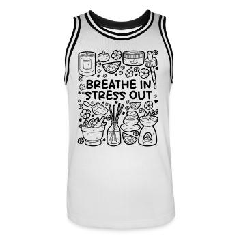 Inspirer, stresser – Pure détente - Maillot de basket Homme - blanc/noir - Devant - AI Model Male 185 dark (185cm)