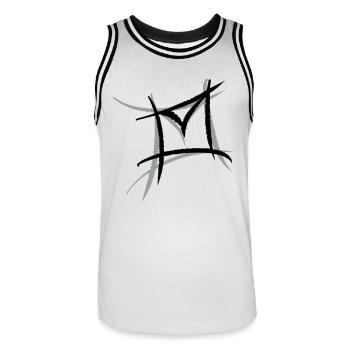 Email, envelope icon. Philatelist - Men's Basketball Jersey - white/black - Front - AI Model Male 185 dark (185cm)