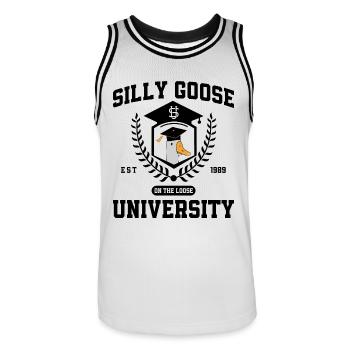 Silly Goose University Silly Goose University Meme - Männer Basketball-Trikot - Weiß/Schwarz - Vorne - AI Model Male 185 dark (185cm)