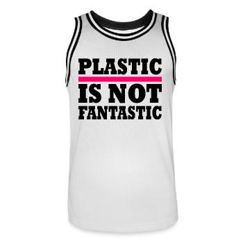 Plastic is not fantastic - Men's Basketball Jersey - white/black - Front - AI Model Male 185 dark (185cm)