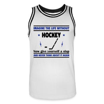 Stell dir ein Leben ohne Hockey vor - Männer Basketball-Trikot - Weiß/Schwarz - Vorne - AI Model Male 185 dark (185cm)