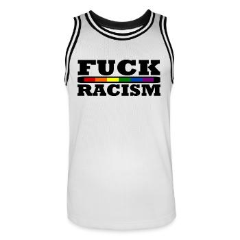 Putain de racisme - Maillot de basket Homme - blanc/noir - Devant - AI Model Male 185 dark (185cm)