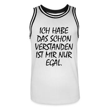 ich habe das schon verstanden ist mir nur egal - Männer Basketball-Trikot - Weiß/Schwarz - Vorne - AI Model Male 185 dark (185cm)