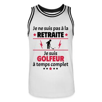 Pas à la retraite golfeur à temps complet, noël - Maillot de basket Homme - blanc/noir - Devant - AI Model Male 185 dark (185cm)