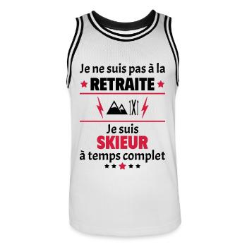 Pas à la retraite skieur à temps complet, noël - Maillot de basket Homme - blanc/noir - Devant - AI Model Male 185 dark (185cm)