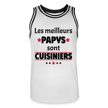 Les meilleurs papys sont cuisiniers, cadeau noël - Maillot de basket Homme - blanc/noir - Devant - AI Model Male 185 dark (185cm)