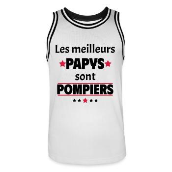 Les meilleurs papys sont pompiers, cadeau noël - Maillot de basket Homme - blanc/noir - Devant - AI Model Male 185 dark (185cm)