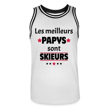 Les meilleurs papys sont skieurs, cadeau noël - Maillot de basket Homme - blanc/noir - Devant - AI Model Male 185 dark (185cm)