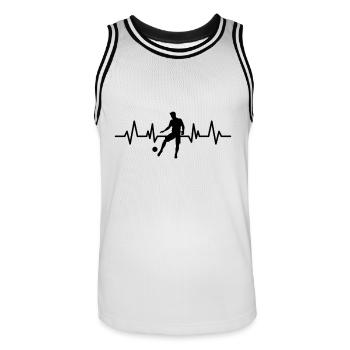 Fußball Herzschlag Heartbeat Geschenk - Männer Basketball-Trikot - Weiß/Schwarz - Vorne - AI Model Male 185 dark (185cm)