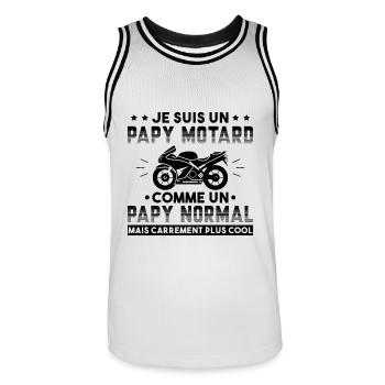 Motard Homme Papy Moto Cadeau Motorcycle Motards - Maillot de basket Homme - blanc/noir - Devant - AI Model Male 185 dark (185cm)
