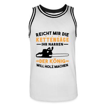 Kettensäge Holzfäller Waldarbeiter Wald Forstwirt - Männer Basketball-Trikot - Weiß/Schwarz - Vorne - AI Model Male 185 dark (185cm)