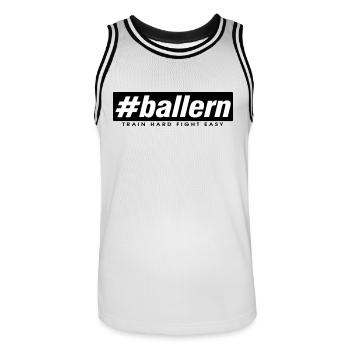 #b allern - Männer Basketball-Trikot - Weiß/Schwarz - Vorne - AI Model Male 185 dark (185cm)