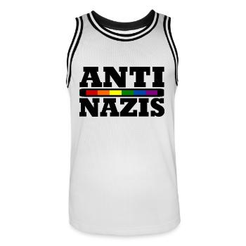 ANTI NAZIS - Männer Basketball-Trikot - Weiß/Schwarz - Vorne - AI Model Male 185 dark (185cm)