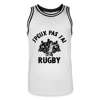 Je Peux Pas J'ai Rugby - Maillot de basket Homme - blanc/noir - Devant - AI Model Male 185 dark (185cm)