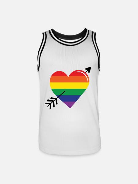 Pfeil Regenbogenherz Stolz - Männer Basketball-Trikot - Weiß/Schwarz