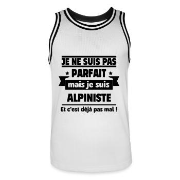 Pas parfait mais alpiniste déjà pas mal - Maillot de basket Homme - blanc/noir - Devant - AI Model Male 185 dark (185cm)