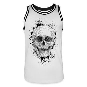 Schädel - Männer Basketball-Trikot - Weiß/Schwarz - Vorne - AI Model Male 185 dark (185cm)