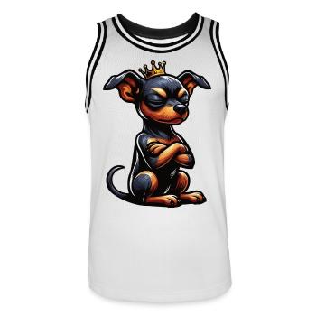 Miniature Pinscher Pinscher Pinscher Pinscher Owner Minpin - Men's Basketball Jersey - white/black - Front - AI Model Male 185 dark (185cm)