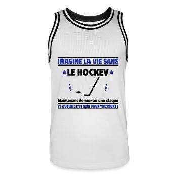 Imagine la vie sans hockey - Maillot de basket Homme - blanc/noir - Devant - AI Model Male 185 dark (185cm)