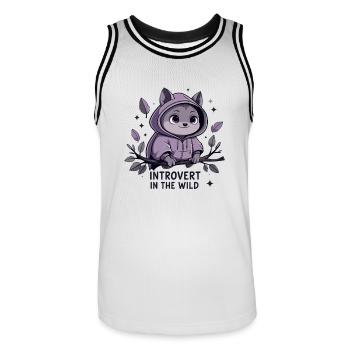 Introvert outdoors – animal in hoodie - Men's Basketball Jersey - white/black - Front - AI Model Male 185 dark (185cm)