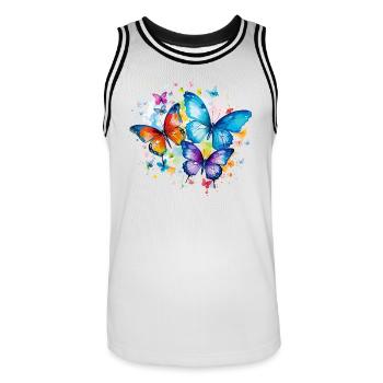 Papillons Coloré Coloré Belle Art Nature - Maillot de basket Homme - blanc/noir - Devant - AI Model Male 185 dark (185cm)