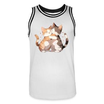 Chats, Amour, Câlin, Câlin, Coeur, Mignon, Mignon - Maillot de basket Homme - blanc/noir - Devant - AI Model Male 185 dark (185cm)