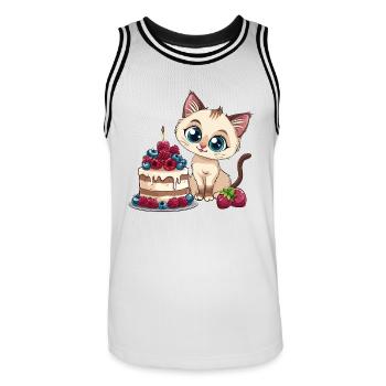 Tarte au chat Gâteau Bec sucré Grignotage Cuisson Sucré - Maillot de basket Homme - blanc/noir - Devant - AI Model Male 185 dark (185cm)