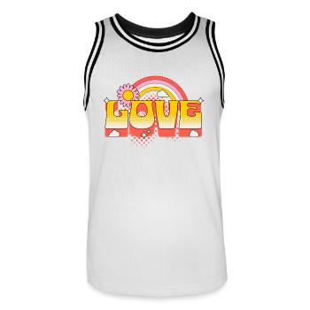Love Scripture Flower Rainbow Clouds Art - Men's Basketball Jersey - white/black - Front - AI Model Male 185 dark (185cm)