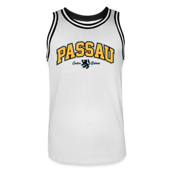 Passau - Männer Basketball-Trikot - Weiß/Schwarz - Vorne - AI Model Male 185 dark (185cm)