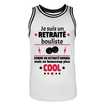 Je suis un retraité bouliste plus cool, retraite - Maillot de basket Homme - blanc/noir - Devant - AI Model Male 185 dark (185cm)